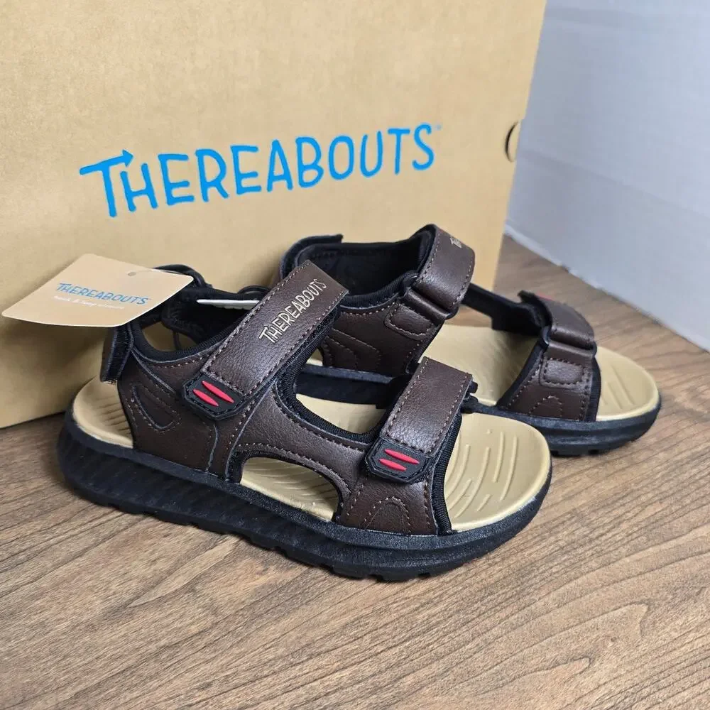 THEREABOUTS Boys Brown Adjustable Strap Sandals size 11 NWT
